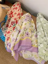 フラワープリント 小型スカーフ【女性用・ヘアバンド・日焼け対策・高級感】