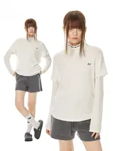 ハイネック長袖Tシャツ【春秋用・女性・カジュアルデザイン・重ね着風】（セットアップ対応）