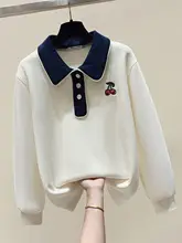 ポロ襟デザインの長袖トップス【学生向け・春秋用・ゆったりシルエット】（セットアップ対応）
