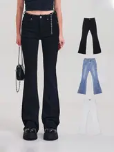 クラシックデザインのフレアデニムパンツ【弾性・三色展開】