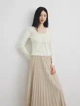 杏色花柄ニットカーディガンとベストのセットアップ（セットアップ対応）