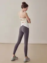 岚纹の胸パッド付きスポーツタンクトップ【女性用・ランニング・フィットネス・クロスバック・ヨガ対応】（セットアップ対応）