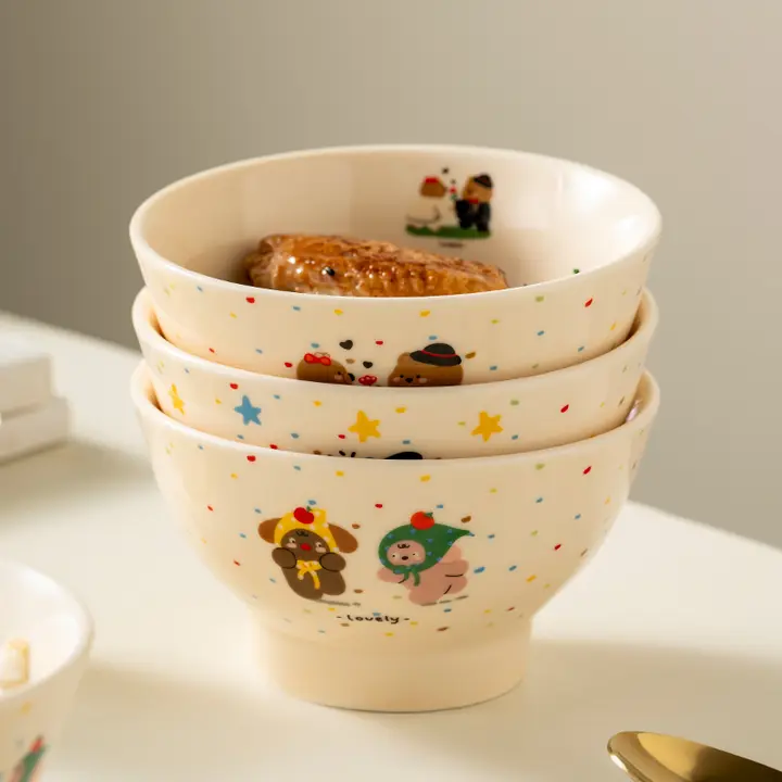 子供用ボウル 可愛いドット 親子ボウル 陶器 ごはんボウル ヨーグルト フルーツボウル 食器