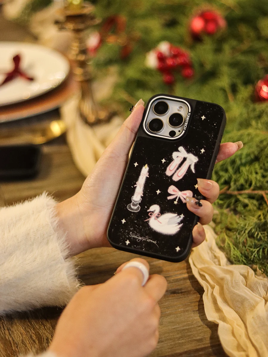 バレエシューズデザインのiPhoneケース：マグネットストラッ  プと衝撃吸収のユニークスタイル
