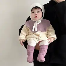 春秋用 子供用 おしゃれなロンパース 2点セット【新生児・外出用】（セットアップ対応）