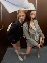 UP Academy ダブルジッパー フード付き カジュアル アメリカンスタイル セーター レディース 秋用 短丈