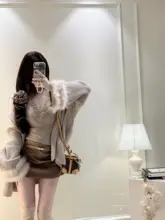 高級感ある毛糸編みVネックカーディガン＆レースキャミソール2点セット【ダイヤモンド装飾】