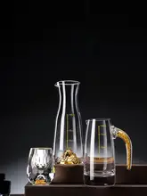 白酒杯 分酒器 セット 小型 クリスタルガラス 創造的 ゴールド箔
