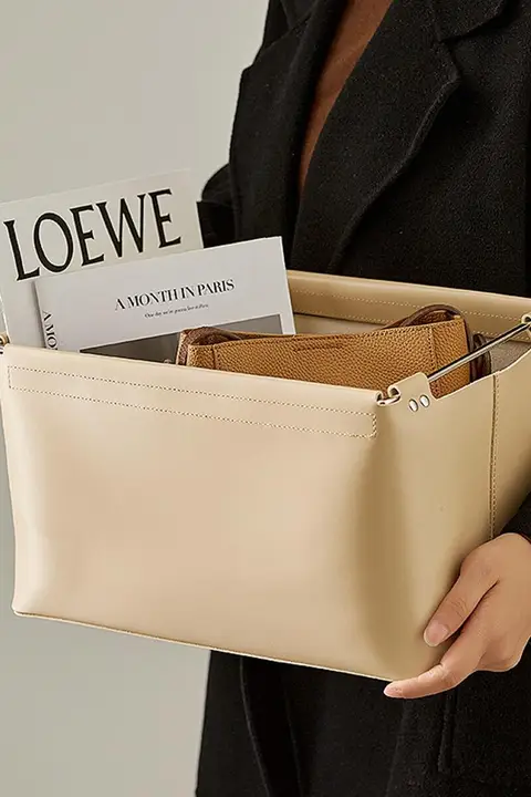 高級レザー製収納バスケット【マスク・化粧品・スナック用・デスク用】
