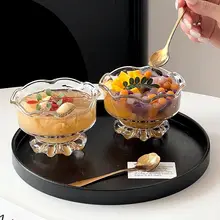 美しいデザインのアイスクリームボウル【ガラス製・フルーツヨーグルトにも最適】