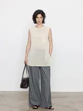 夏用微透けノースリーブ丸首Tシャツ【フィット・カジュアルウェア】