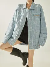 レディースヴィンテージデニムジャケット【アメリカンスタイル・ブルー・ルーズフィット・カジュアル】