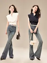 Garbociaga フレアスリーブVネックノースリーブトップス【女性用・シンプルデザイン】