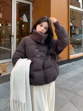 コーヒー色のダウンジャケット【白鹅绒・ダッカラップ・女性用・冬用・厚手・ショート丈】