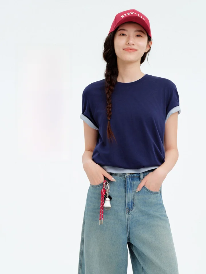 夏用コットン丸首半袖Tシャツ【通勤・カジュアル】