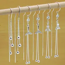 999純銀製 フリンジイヤリング【防アレルギー・エレガントなデザイン・女性用】