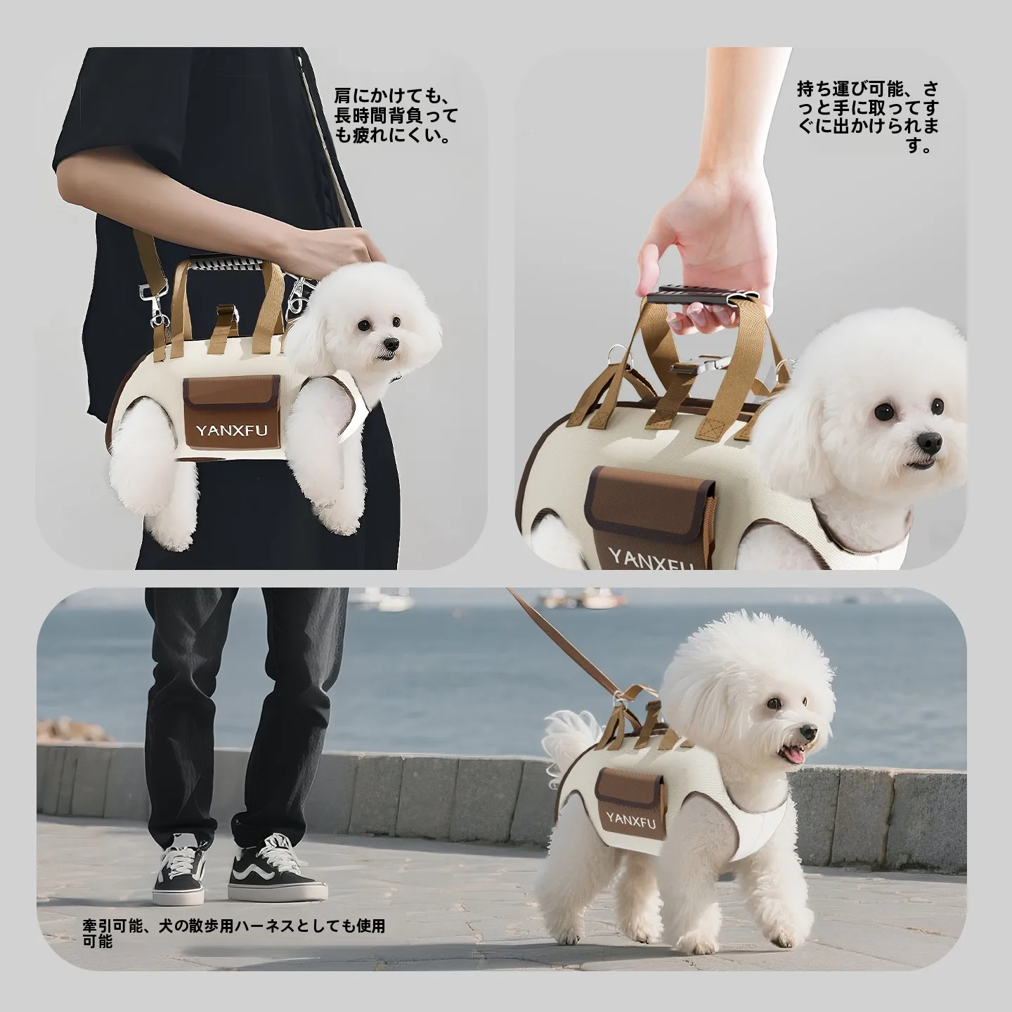 犬用外出バッグ：小型犬向けの持ち運び便利なペットキャリーバッグ