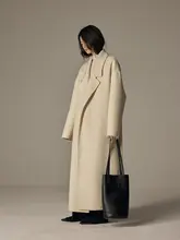 秋冬用高級感あふれる驼毛ウールコート【ダブルフェイス・中長丈・ゆったりシルエット】