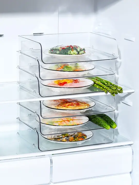 冷蔵庫用分層収納ラック【食器や食材の整理整頓に最適・キッチン用】