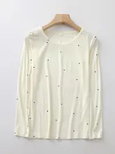 小さなハートデザインのモダール長袖トップス＆パンツ【春秋冬用・高弾力・快適なルームウェア】（セットアップ対応）