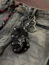 キーホルダー 本革 手刺繍 ナックルモチーフ ウエストチャーム バッグチャーム アクセサリー