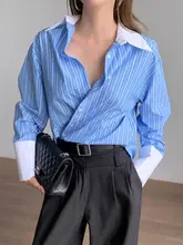 デザイン性に優れた配色ストライプ長袖シャツ【秋用・シングルボタンダウン】