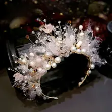 淡いピンクの花冠【子供用・プリンセススタイル・演出用】（セットアップ対応）