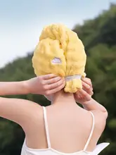 ヘアタオル 髪拭きターバン もこもこパイル 吸水力抜群 厚手 速乾 ワイドテール 家庭用