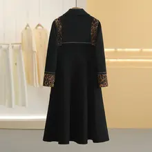 羊毛100％のレオパード柄パネルダブルブレストコート【リバーシブル・女性用】（セットアップ対応）