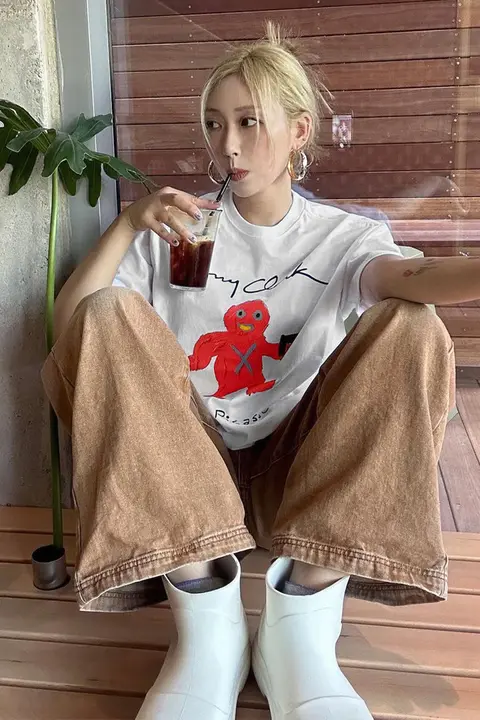 ユニセックス カートゥーンプリント半袖Tシャツ【アメリカンレトロ・フィット】