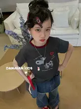 夏用 キッズファッション 女の子用 Tシャツとデニムパンツ【短袖・カジュアル】（セットアップ対応）