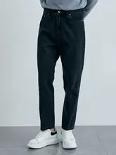 秋冬用水洗い可能なコットンデニムパンツ【深藍・復古スタイル・ビジネスカジュアル】