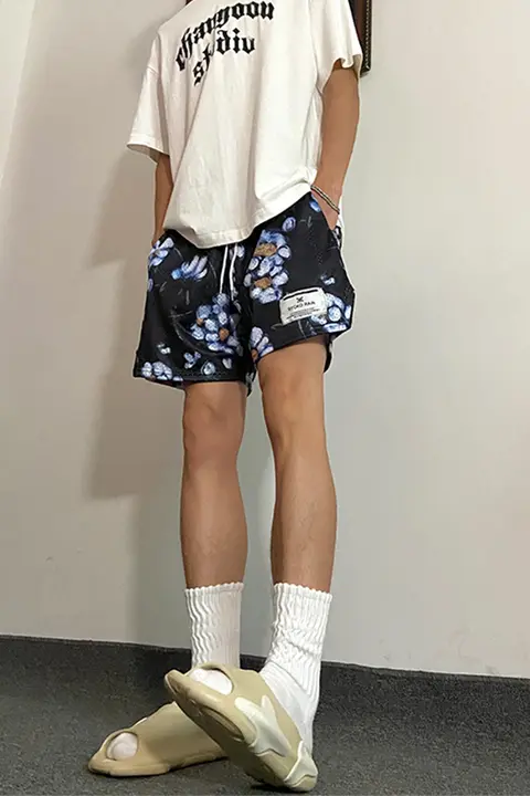 油絵デザインのメンズショートパンツ【夏用・速乾・通気性・カジュアル・バスケットボール】