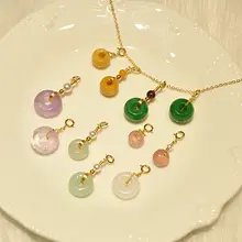 水晶翡翠ペンダント【平安扣・女性用・14K仕上げ】