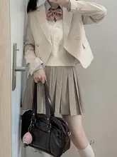 刺繍ワッペン付き ブルーベージュ ジャケット【長袖・女子制服スタイル】