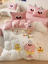 可愛いキャラクター柄の純綿四点セット【刺繍・水洗い可・子供向け】（セットアップ対応）