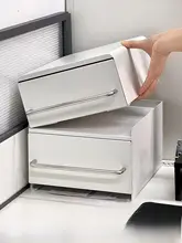 スタイリッシュなデザイン！デスク用防塵アイアンマグラック【抽斗付き・ティーバッグ・コーヒー収納に最適】
