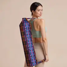 古典織锦デザインのキャンバス ヨガマット収納バッグ【ショルダーストラップ付き】