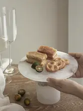 新中式デザインの天然石製高脚トレー【干果やお菓子用・リビング・ダイニングテーブル用】