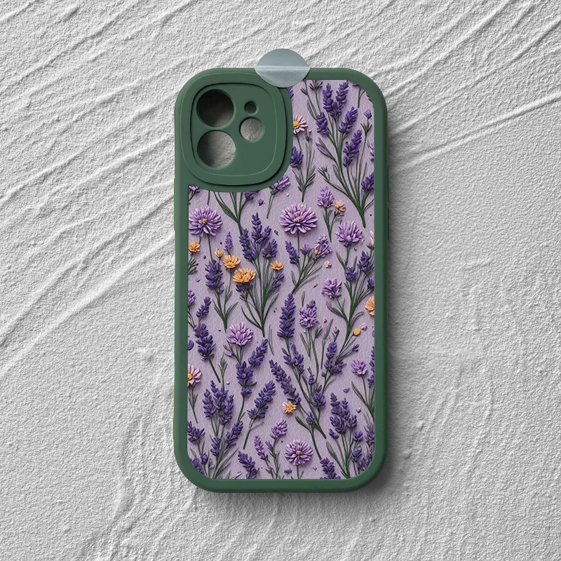 紫の花柄のレトロアートスマホケース：男性向けおしゃれで実用性を両立
