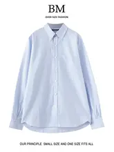 ストライプデザインの長袖ルーズシャツ【秋用・カジュアル・女性用】