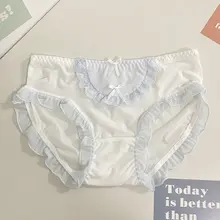 可愛いリボン付きのアイスシルクミディウエスト女性用インナー【極上の柔らかさ・快適な着心地】