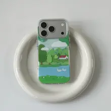 夏の爽やかな森の小川デザイン！iPhone用スマホケース【雨滴イラスト・衝撃吸収・おしゃれ】
