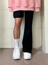 大きいサイズ レディース 美ルック フレアデニムパンツ【春用・ブラック・ストレッチ素材・スリムフィット】