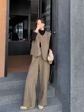 工事現場風のベストとワイドパンツ【春秋用・2点セットアップ対応・高級感】