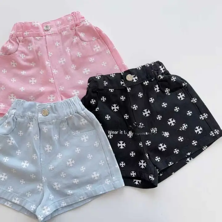 女児用夏用ショートパンツ【風通しの良い薄手・カジュアルデザイン】（セットアップ対応）