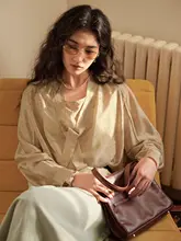 春用 法式デザインの醋酸フロントリボ  ン付きシャツ（セットアップ対応）