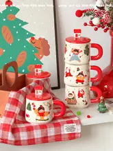 マグカップ 蓋付き ペア 可愛い サンタ 陶器 家庭用 ギフト