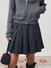 学院風ウール混紡プリーツスカート【ハイウエスト・ひざ下丈】