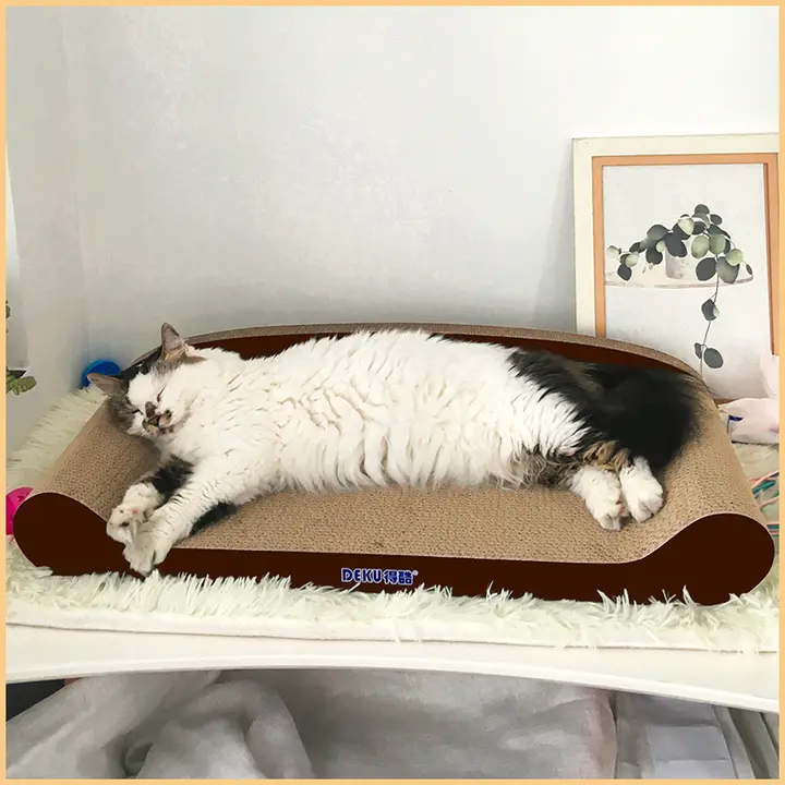 猫用爪研ぎボード一体型ソファ【耐久性のある段ボール製・大サイズ・抜け毛防止】
